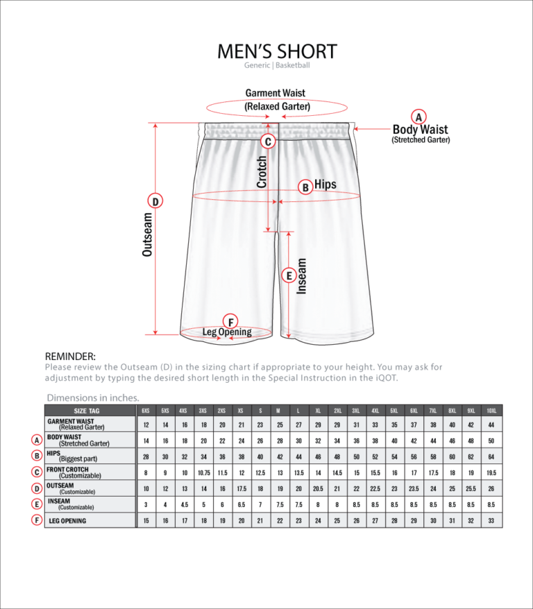 Ralph Shorts Size Chart